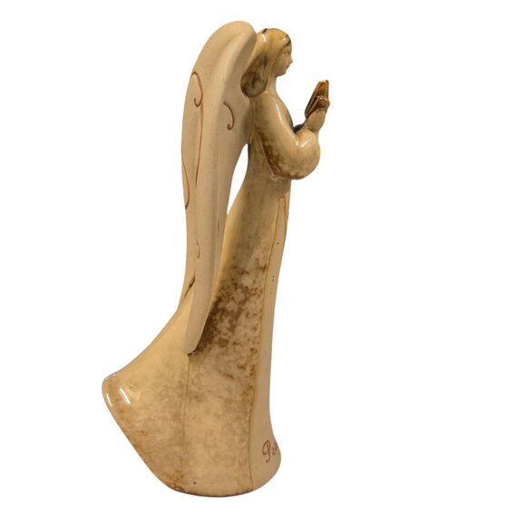 Ceramic Peace Angel Figurine Tan 9 Inch Home Decor AS IS READ - Picture 5 of 16